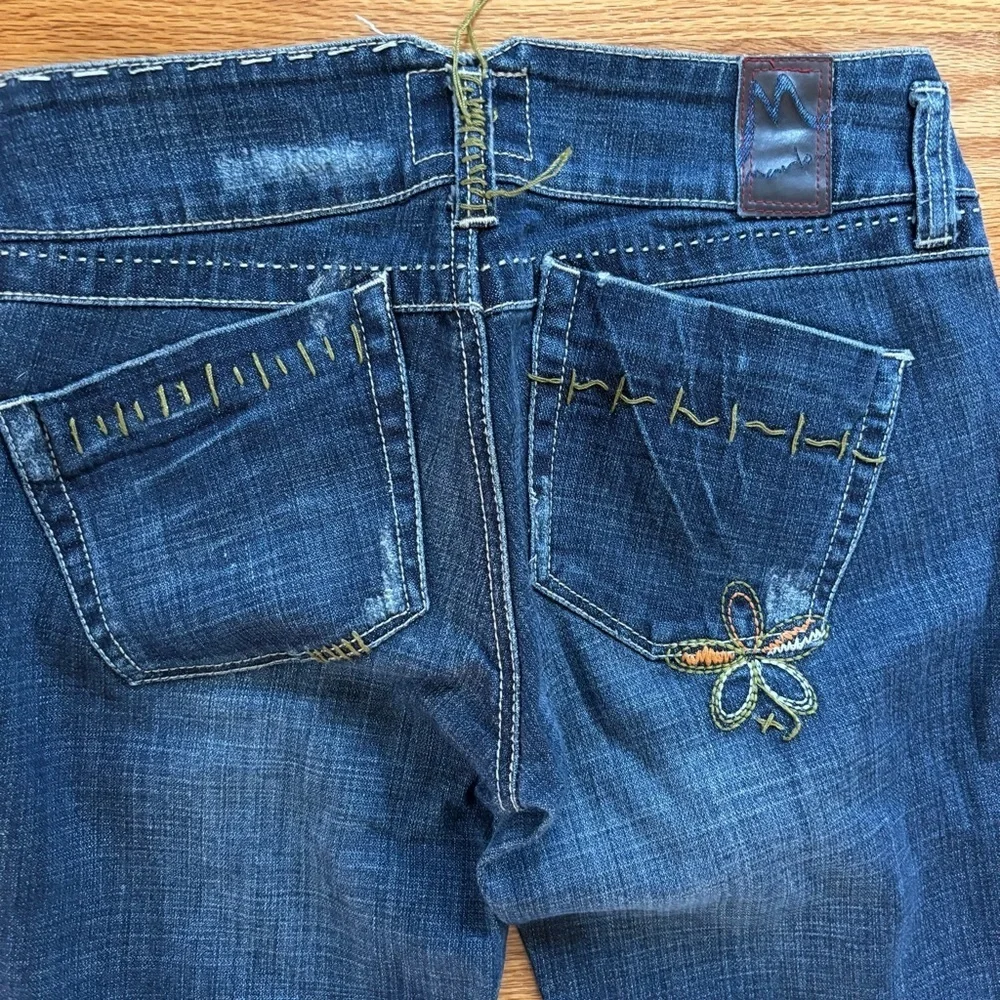 Marlow y2k Vintage Dark Blue Straight Leg Jeans Women’s 27 Low Rise Stitching